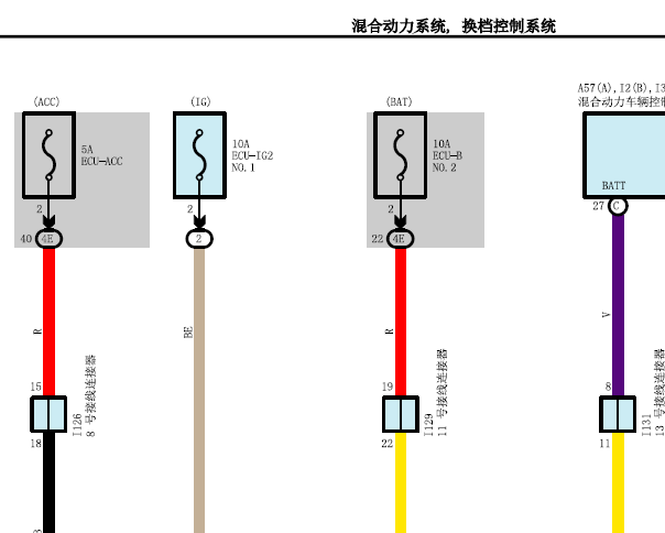 2019年丰田雷凌混合动力系统电路图和位置图