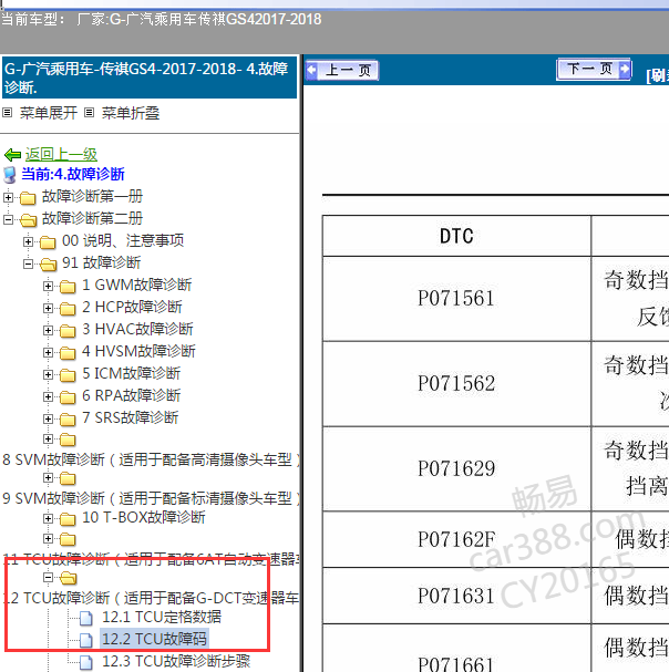 2017年传奇GS4 故障码资料