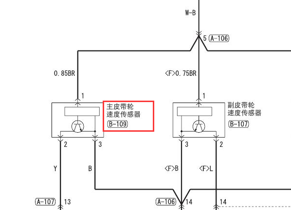 2016-2017年三菱欧蓝德输入轴速度传感器线路图