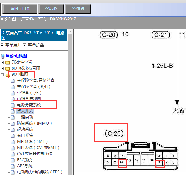 2016-2017年东南DX3 E14和E9相关部件位置