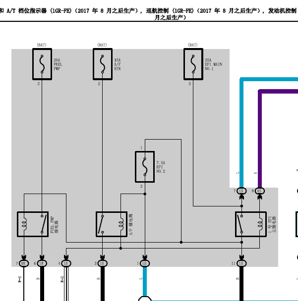 2019年丰田酷路泽变速箱电路图