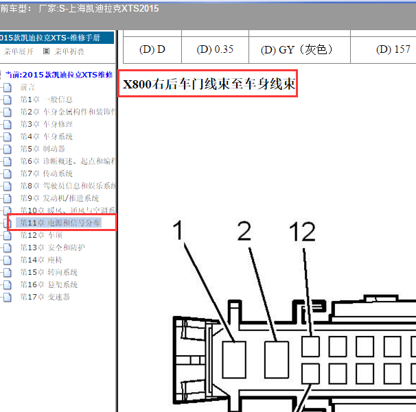 2015年凯迪拉克XTS x800针脚定义