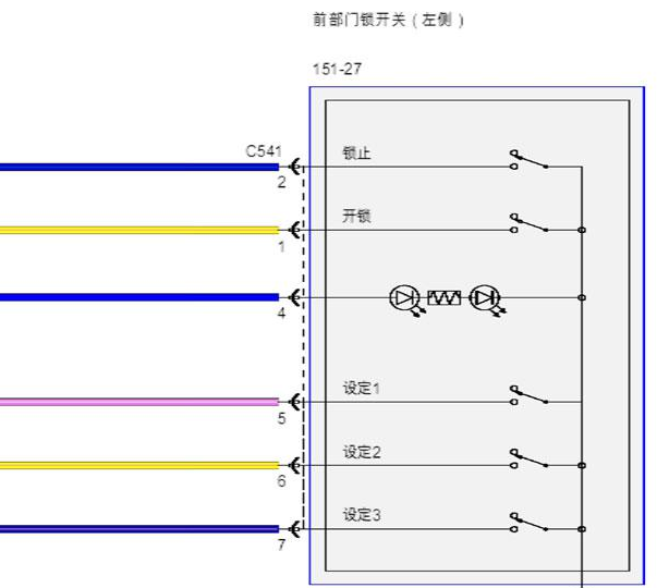 2015-2016年福特野马门锁电路图