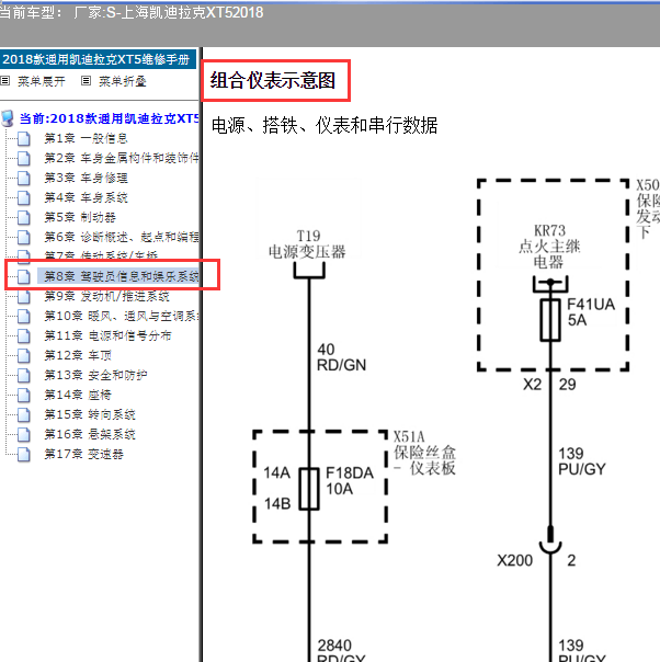 2018年凯迪拉克XT5仪表电路图