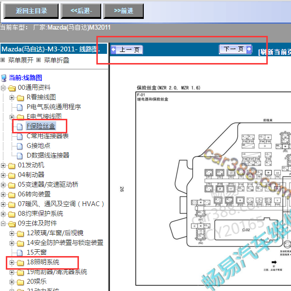 2011年马自达3灯光电路及保险说明