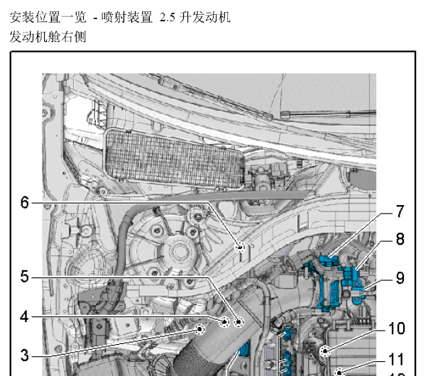 2013年奥迪A6发动机部件位置