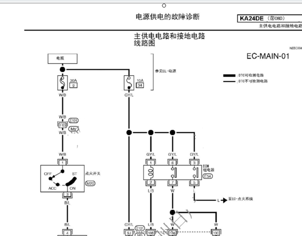 日产D22发动机电脑供电线路图