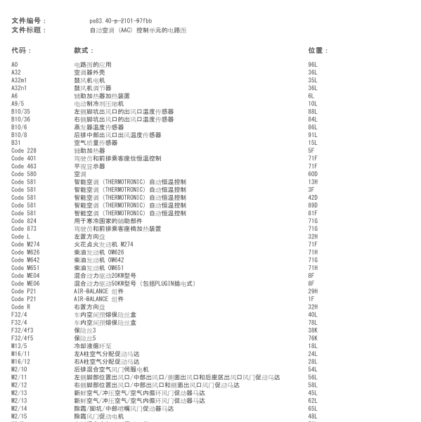 奔驰GLC260空调电路图