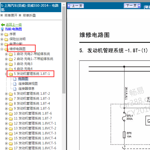 2014年荣威550 1.8发动机电路图