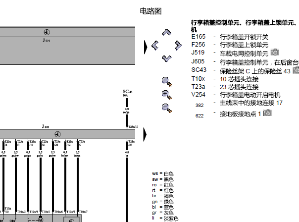 2006年大众辉腾电动尾门电路图