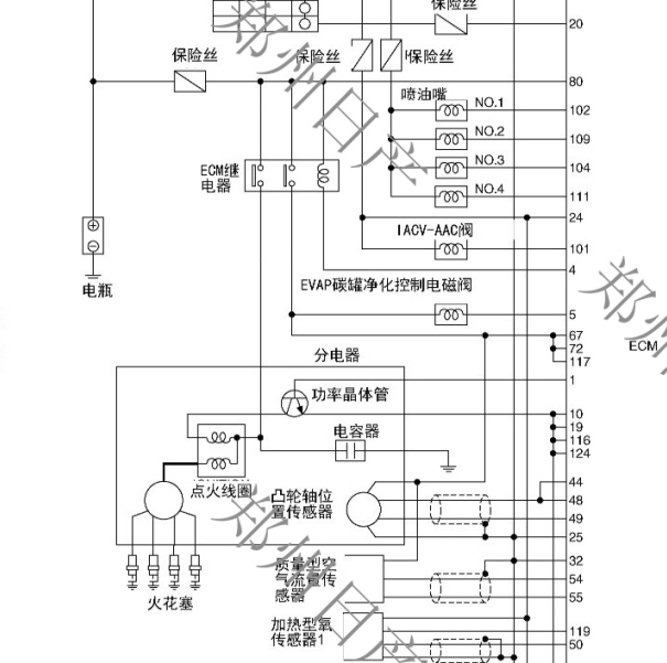 日产D22分电器线路图