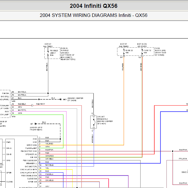 2004年英菲尼迪QX56 尾门电路图