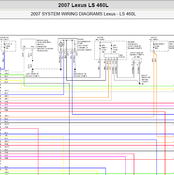 2007年雷克萨斯LS460L ABS电路图