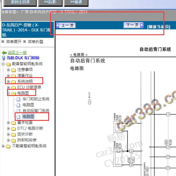 2014年奇骏尾门电路图及位置