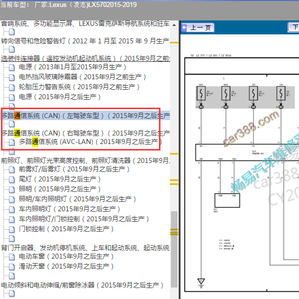 2015-2019年凌志LX570诊断通讯电路图.