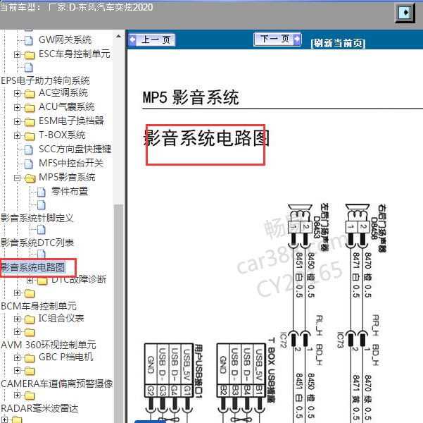 2020年东风奕炫影音系统电路图