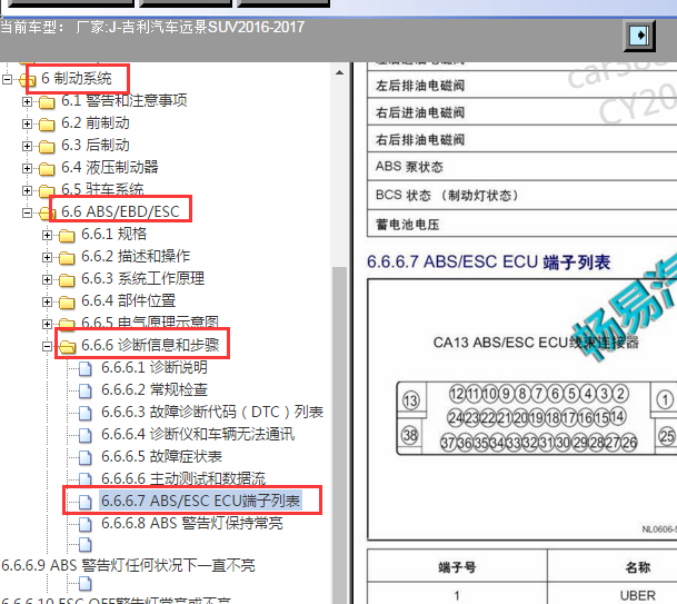 2016-2017年吉利远景X6 ABS电路图