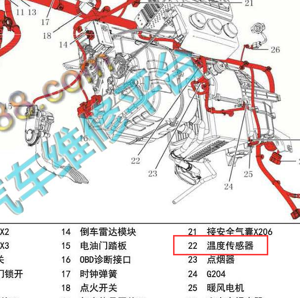 2015年五菱宏光温度传感器位置