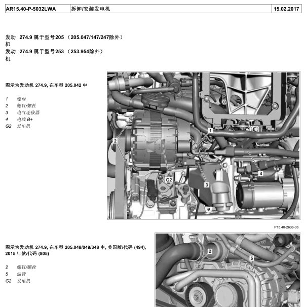 2017年奔驰GLC200发电机拆装