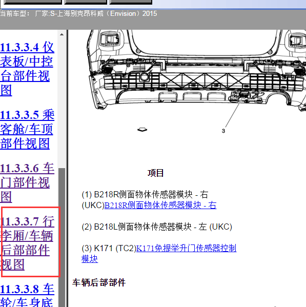 2015年昂科威行李箱部件位置