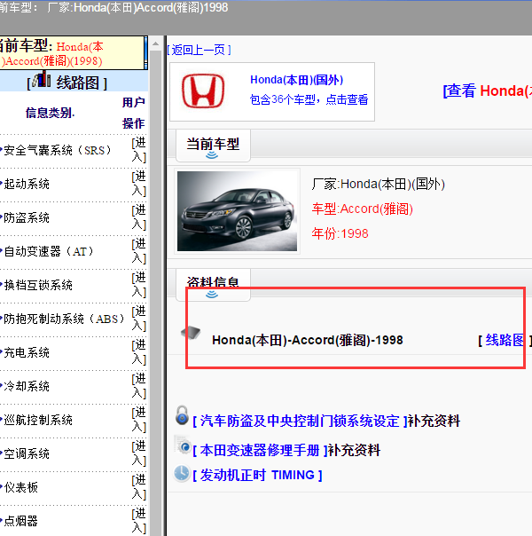 1998年雅阁全车电路图
