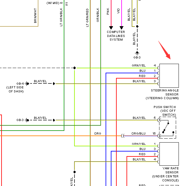 2009年斯巴鲁力狮转向角传感器电路图