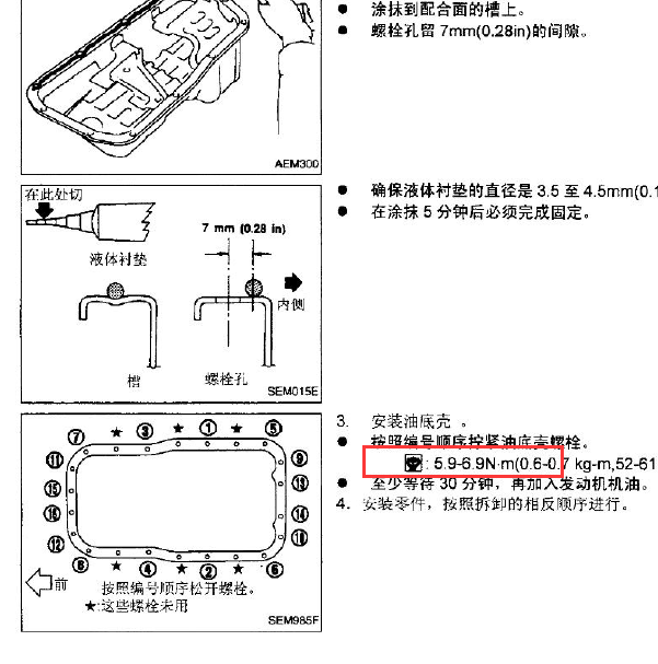 日产KA24 发动机维修扭矩