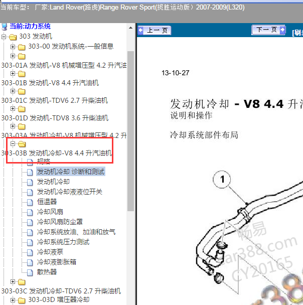 2007年路虎揽胜4.4发动机冷却系统资料