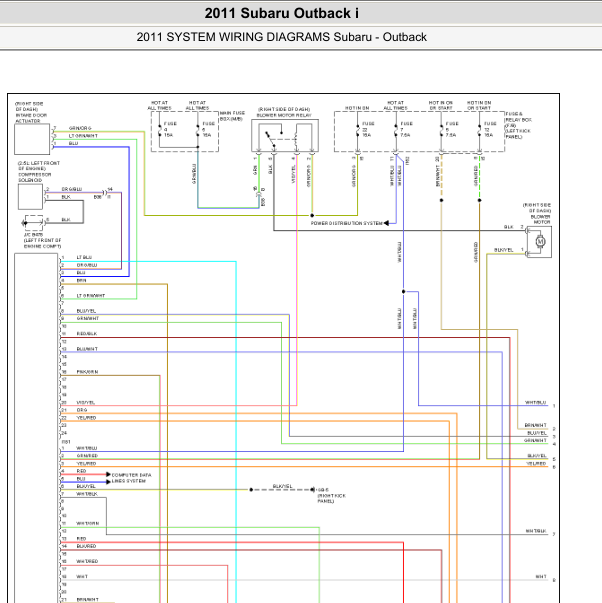 2011年斯巴鲁傲虎空调电路图