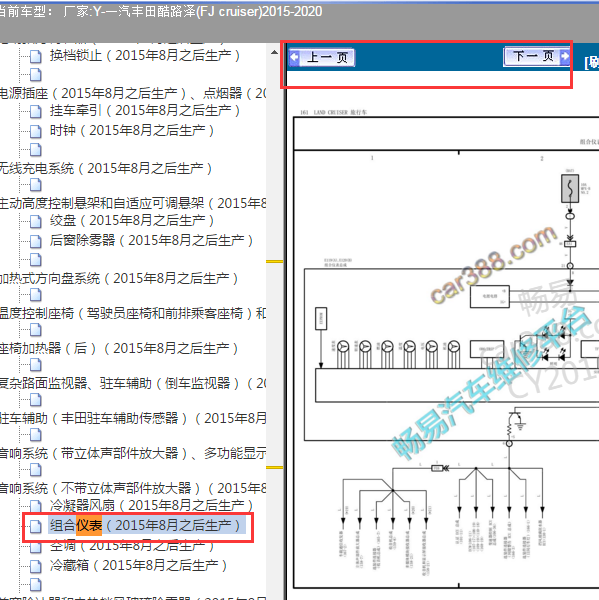 2016年酷路泽仪表电路图