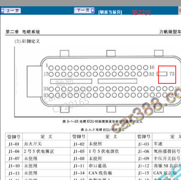 力帆丰顺发动机针脚定义