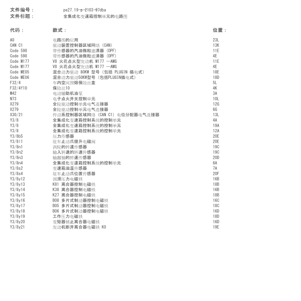 奔驰E300L变速箱电路图