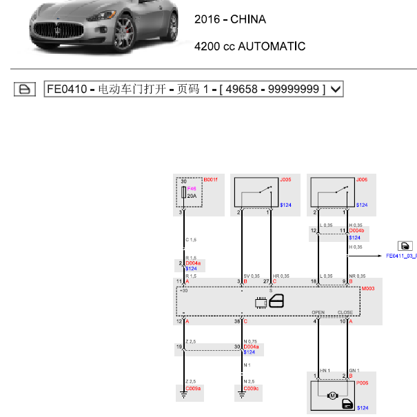 2008-2016玛莎拉蒂 GTS 车门电路图