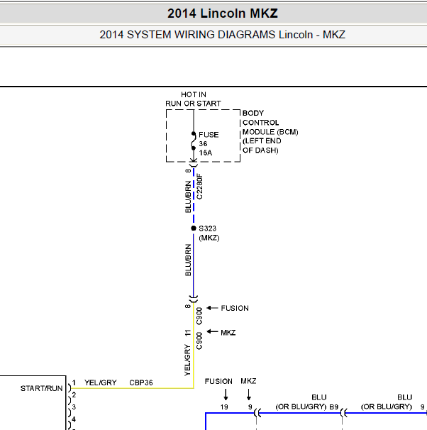 2014年林肯MKZ后视镜电路图