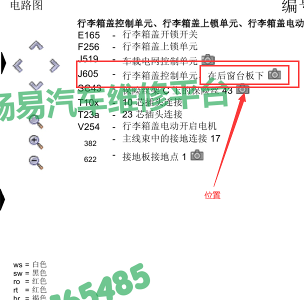 2009-2011年大众辉腾行李箱控制模块位置