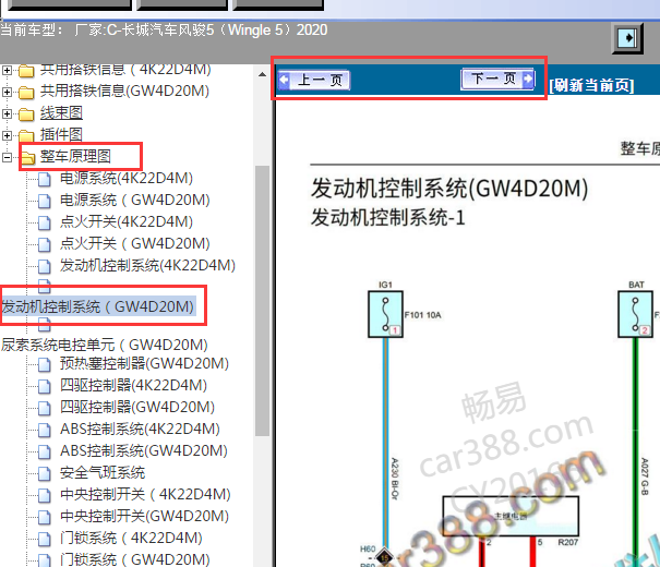 2020年长城风骏5 GW4D20M发动机电路图