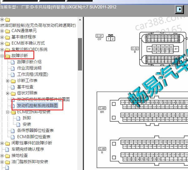 2011-2012年东风纳智捷大7 发动机针脚