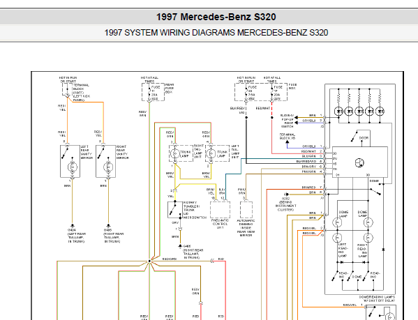 2001年奔驰S320室内灯电路图