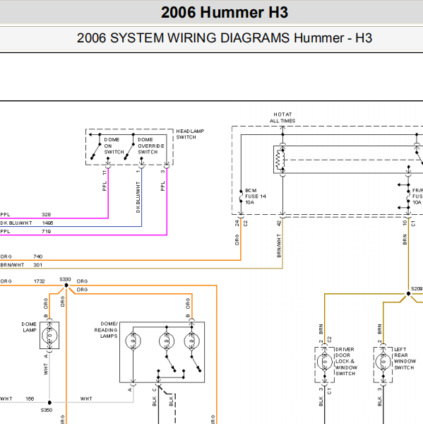 2006悍马H3室内灯电路图