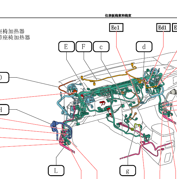2013-2015年花冠卡罗拉仪表线束位置