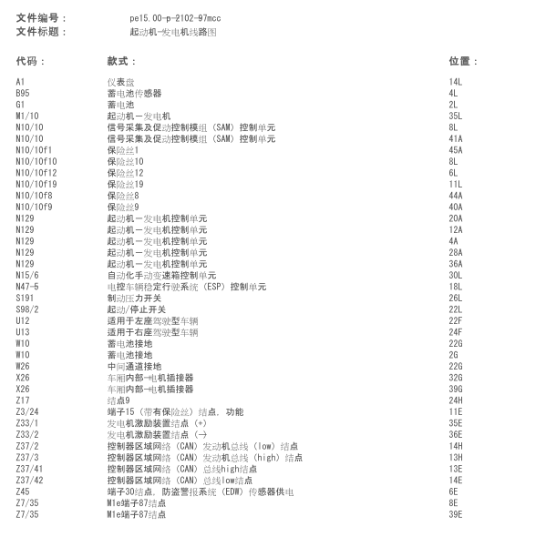 2013年奔驰smart fotwo发电机电路图