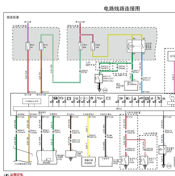 2018年众泰T500 仪表电路图