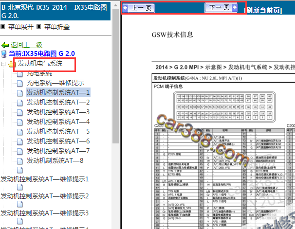 2014年现代IX35发动机针脚资料