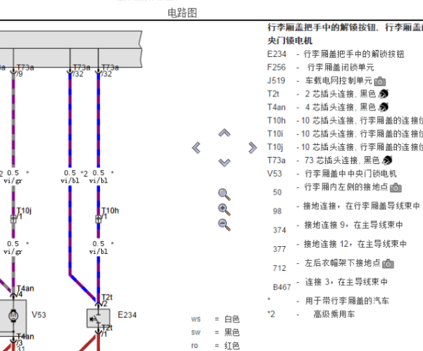 2020年大众朗逸后备箱电路图