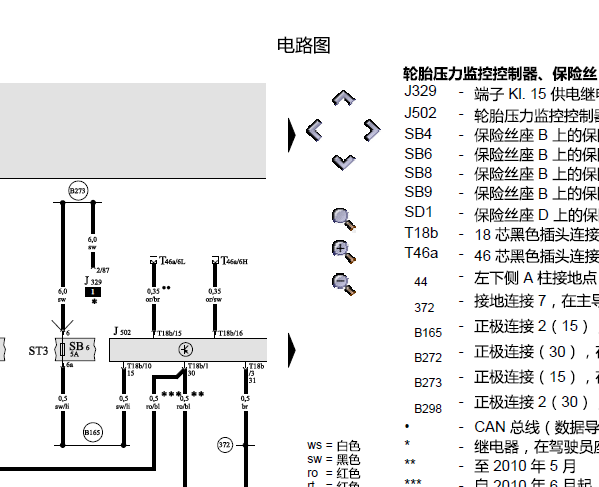 2009年奥迪Q7轮胎压力监控控制器电路图