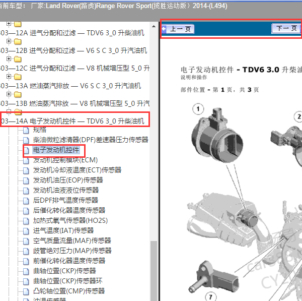 2014年路虎揽胜运动版发动机模块位置