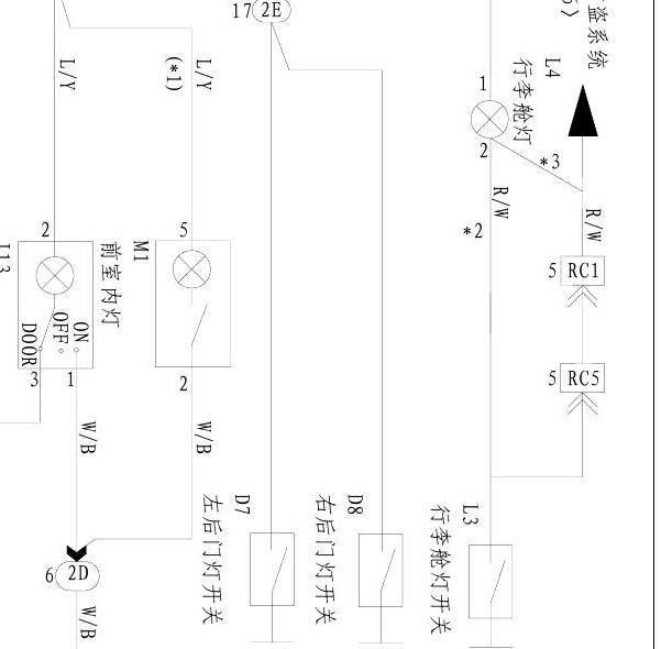 2014年比亚迪F3行李箱电路图