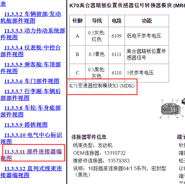 2014年君威变速箱针脚