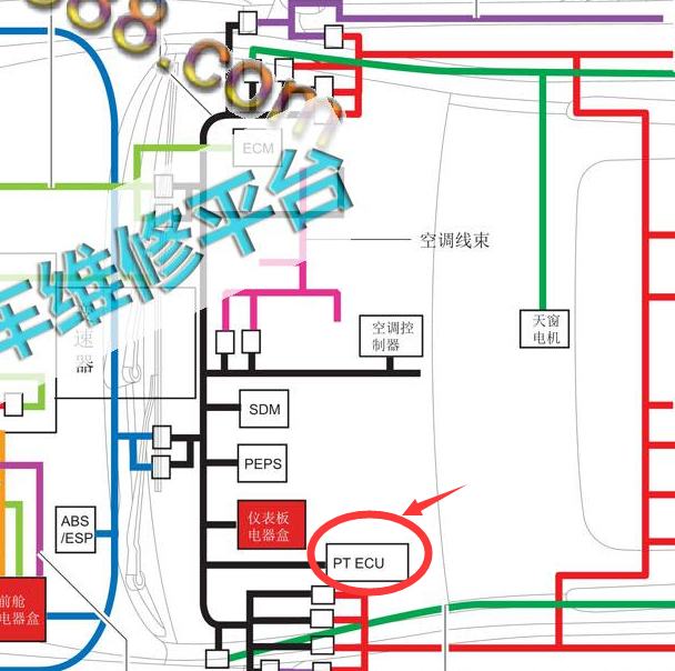 2016年江铃驭胜S350 变速箱模块位置