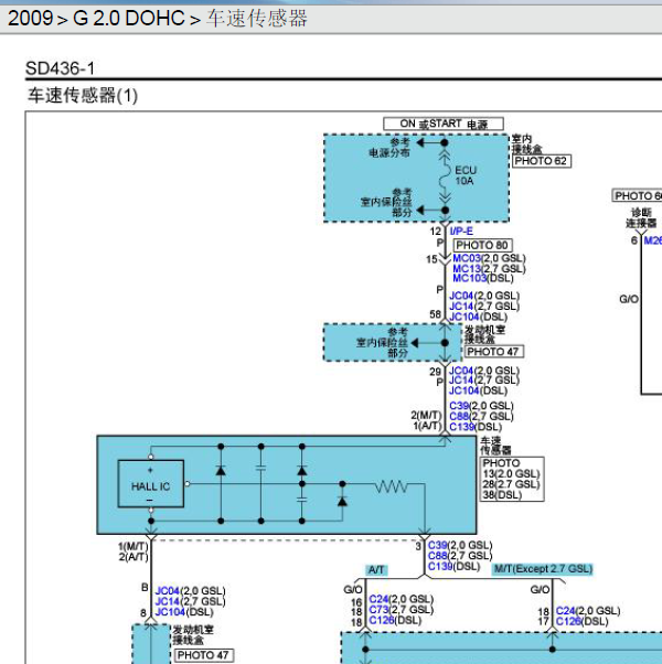 2009年起亚狮跑车速传感器电路图